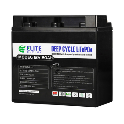 Elitelfp 12v 20Ah Lithium Ion Battery, Diepe Cyclus LiFePO4 Li Ion Battery