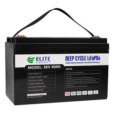kwaliteit  Rechargeable Li ion 40Ah 1536Wh 36V LiFePO4 Battery Deep Cycle fabriek
